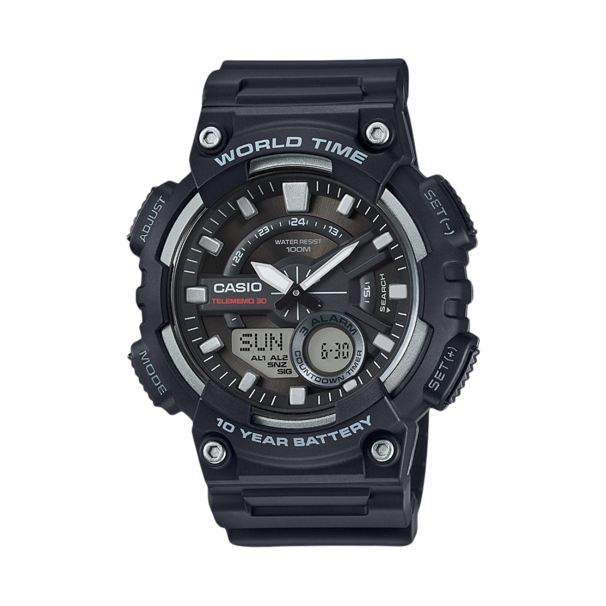 Men's Black Telememo 30 Analog-Digital Sport Watch