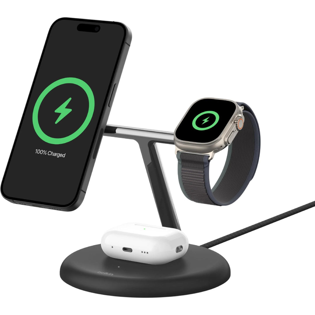 Belkin BoostCharge Pro 3-in-1 Wireless Charging Pad with Qi2 15W
