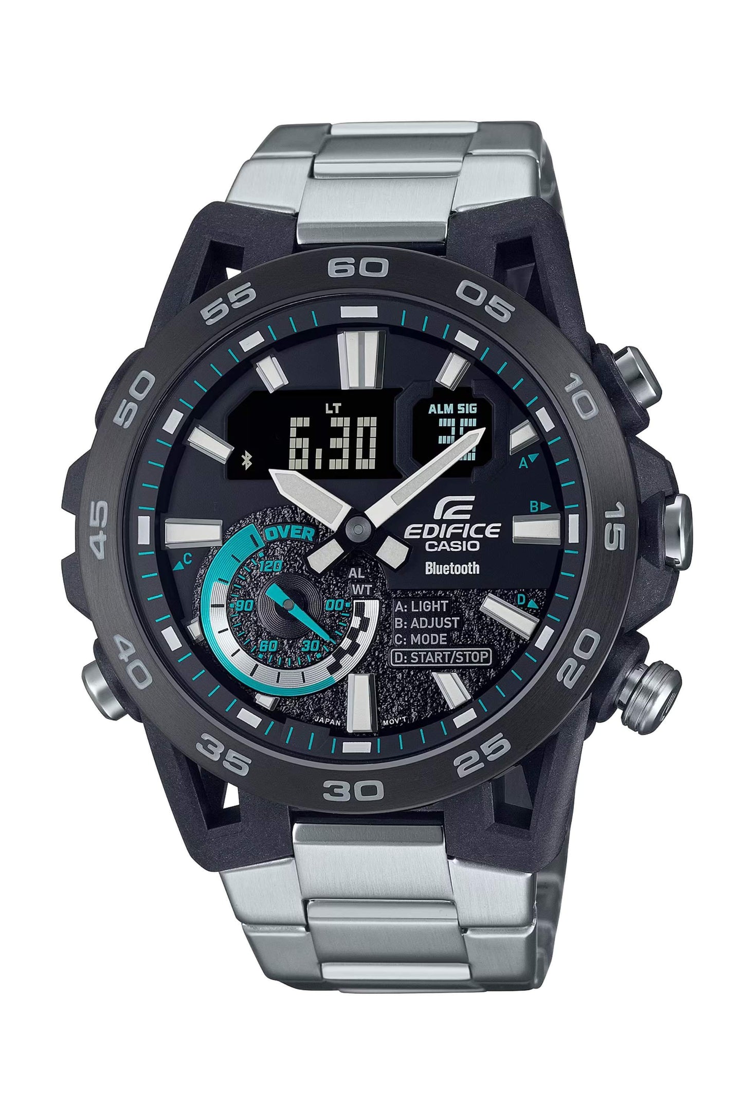 Men's Silver Carbon Sport Analog-Digital Suspension Watch