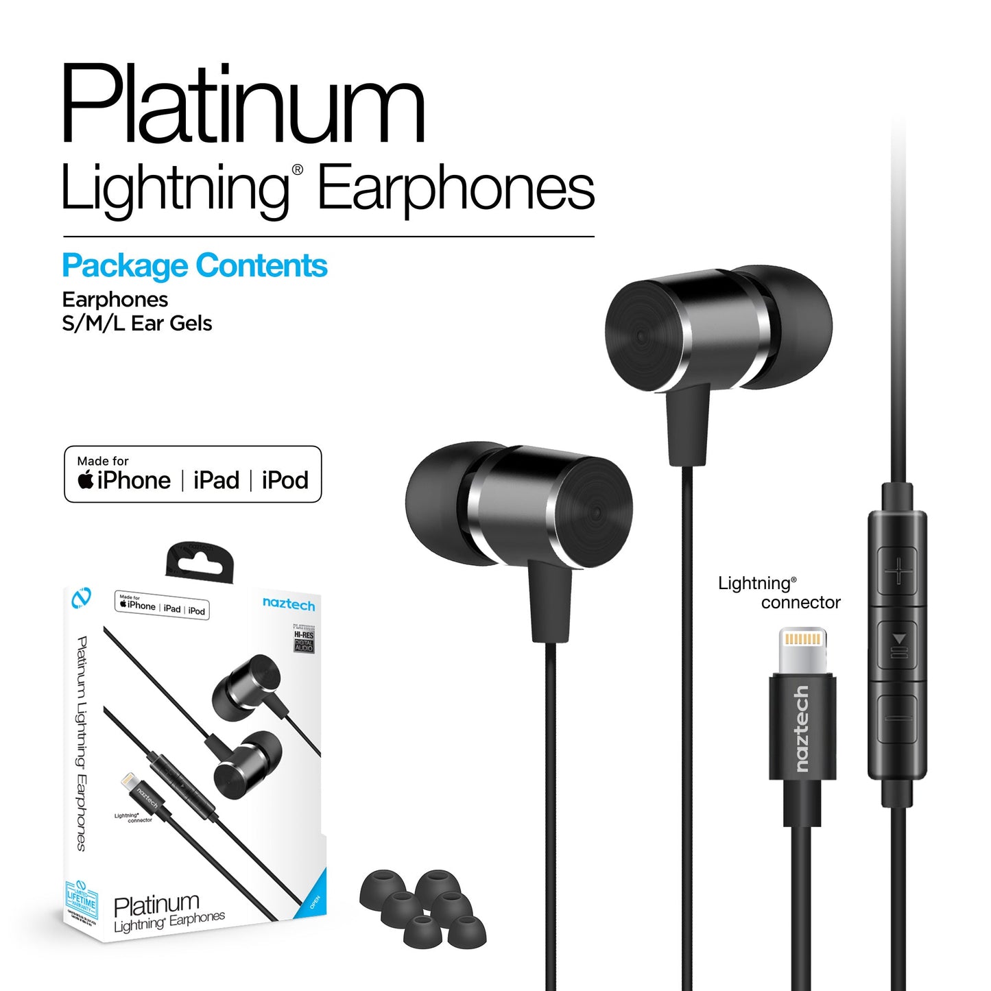 Naztech Audifono Platinun Mpi Lightning Naztech