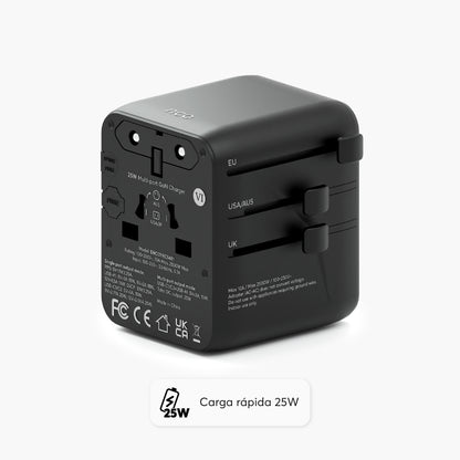 Travel Adapter Universal 25W – USB A / USB C