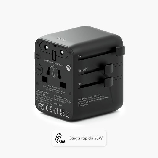Travel Adapter Universal 25W – USB A / USB C